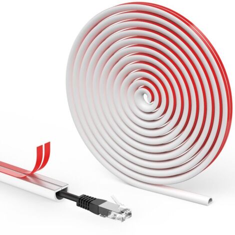 2m Auto-adhésif Cache-câble, Cache Câble Sol, Goulotte Passe Cable Sol, Cachez et Protégez Les Câbles Facilement, Goulotte Décorative pour Bureau Maiso - 15mm(Largeur) x10mm(Hauteur)-Blanc (1/5)