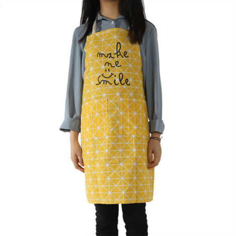 Tablier de cuisine, résistant à la chaleur, imperméable aux éclaboussures, respirant (jaune) (1/5)