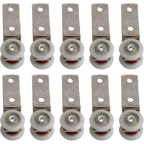 6,5 x 1,9 cm Coude de conduit en métal Roulement Bloc de poulie avec deux Plastique de roue pour porte coulissante fenêtre Cabinet (1/4)
