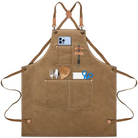 Tablier de Cuisine pour Homme,Tablier de Travail,Tablier Barbecue avec Poches,Bretelles Réglables de M à XXXL Tablier Cuisine pour Femme,pour Barbecue, Restaurant, Jardin, Barbecue, Café (1/5)