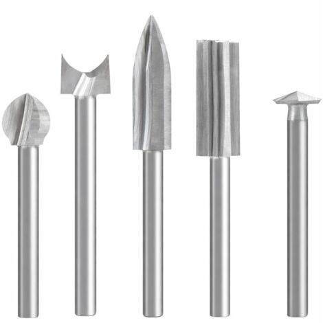 Jeu de Mèches de Sculpture sur Bois Compatible avec Dremel, 5 Pièces Différents Outils de Sculpture en Bois Mèches avec Tige de 1/8" pour Bricolage, Travail du bois, Gravure, Micro Sculpture (1/5)