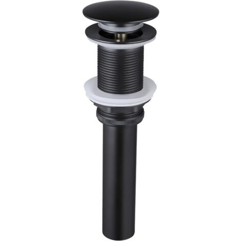 Bonde de lavabo à clapet sans trop-plein – Finition noir mat – Couvercle large en acier inoxydable (1/5)