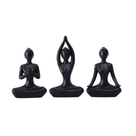 Figurine décorative femme en posture de yoga, coloris noir, décoration moderne pour intérieur (1/3)
