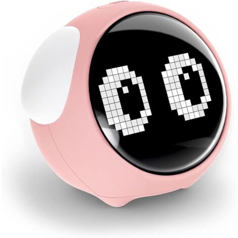 Réveil pour enfants, double alarme, design emoji rose, détection de température (1/5)