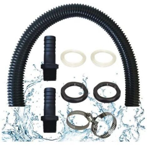 Kit de raccordement pour baril de pluie, connecteur pagode en plastique de 25 mm, tuyau de raccordement pour baril de pluie 50 cm, comprend 2 douilles de tuyau avec écrous de verrouillage (1/5)
