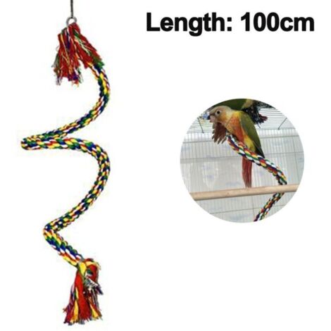 Perroquet Corde Oiseau Coton Balançoire Perroquet Jouet Oiseau Perche Corde Élastique, Corde à l'aide de Cloche pour les Oiseaux, Perruches, Perruches (1/5)