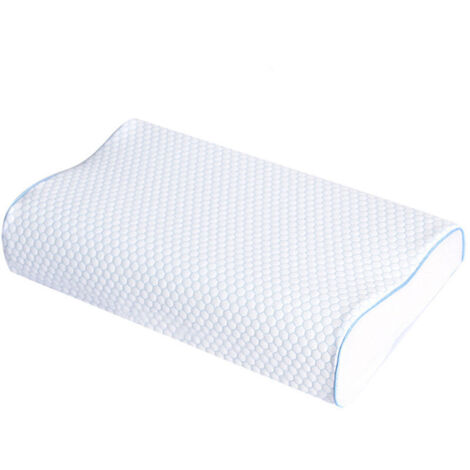 Oreiller ergonomique à motif ondulé bleu – Tissu respirant double maille – Dimensions 50 × 30 cm – Hauteur 10 / 7 cm (1/5)