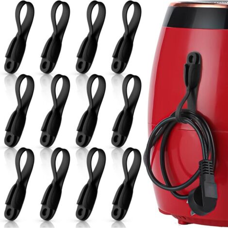 Lot de 10 supports et organiseurs de câbles pour appareils électroménagers, noir (1/5)