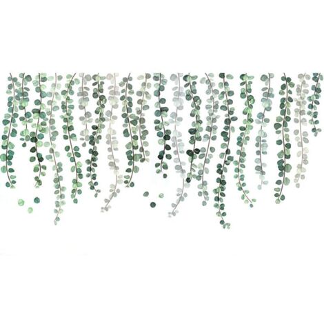 Stickers muraux pour la maison - Stickers muraux représentant des plantes vertes, des lianes et des feuilles d'eucalyptus (1/5)
