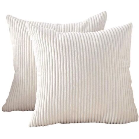 Lot de 2 housses de coussin – Blanc – Dimensions 55 × 55 cm