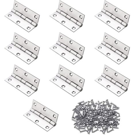 Charnière Inox,Charnière Porte,Charnières à Roulement,10PC 5534mm Paumelle,Charnière Plate,Charnière Invisible,Charnieres Meubles Pliantes,Avec 62PC Vis Pour La Maison Meubles Matériel Porte Tiroir (1/5)