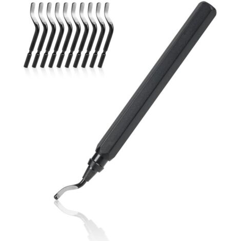 Outil D'ébavurage Manuel, 1 Manche en Métal + 11 Lames BS1010 HSS Lames D'ébavurage Rotatives en Métal à 360° pour Tuyaux D'impression 3D, Plastique, Aluminium, Cuivre, PVC et Acier (1/5)