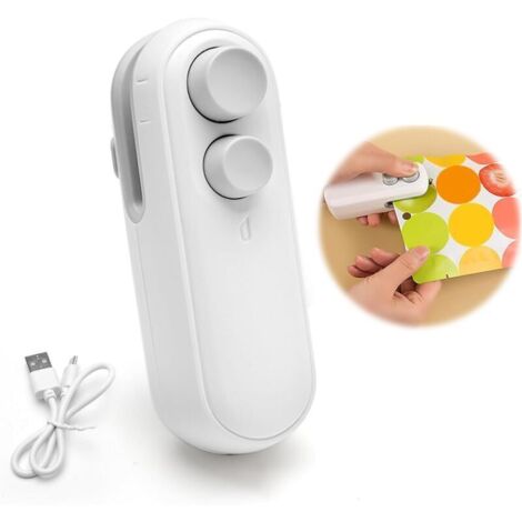 Mini Scelleur avec Cutter, 2 en 1 Scelleuse Thermique Manuel, Soudeuse Sac Plastique Rechargeable, Scelleuse de Sacs avec Aspiration Magnétique, Machine a Sceller, Scelleuse Sac Plastique (1/5)