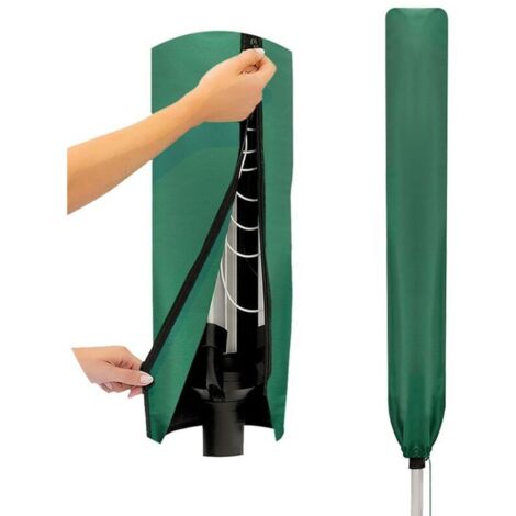 Couvercle pour séchoir à linge Tissu imperméable à l'eau, Sonnenschirmabdeckung pour Gartentrockner et Étendoir à linge 16x16x165CM Vert (1/5)