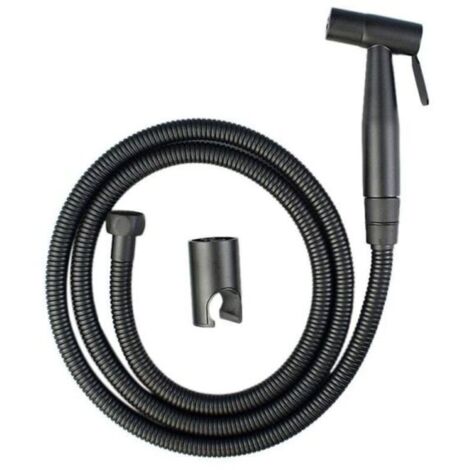Ensemble de douchette de toilette à main en acier inoxydable noir avec flexible pour mur de douche ou toilettes WELLNGS (1/5)