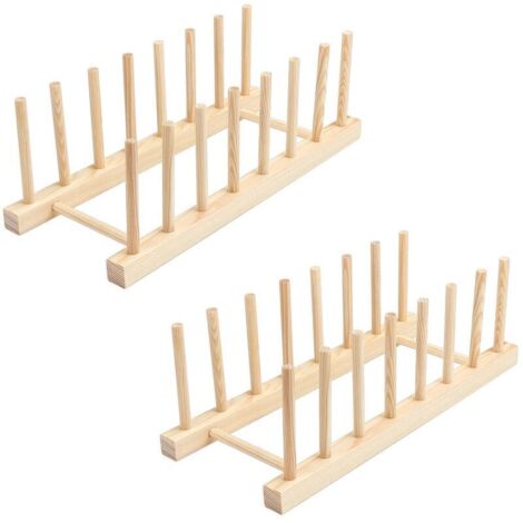 Lot de 2 supports de cuisine en bambou pour la cuisine, les plateaux, les assiettes, les CD, les livres, les verres à vin (1/5)