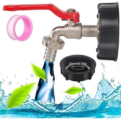 BAC Fil Connecteur, Réservoir Dapter, S60X6 Connecteur Robinet, Jardin Robinet avec Adaptateur en Laiton, 1000 Litres de Jardin Appuyez sur pour Collecteur d'eau de Pluie (1/4)
