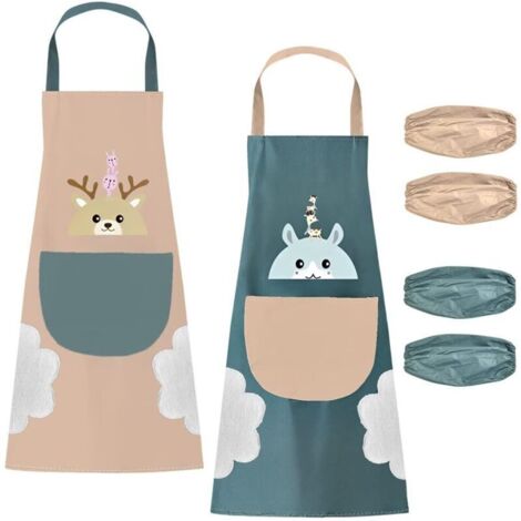 Deux tabliers imperméables à manches, pour un usage domestique en cuisine. (1/5)