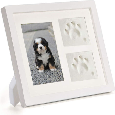 Cadre photo DIY empreintes mains/pieds, cadre blanc avec pâte blanche (1/5)
