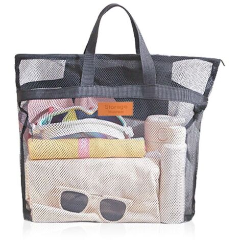 Sac de Douche Avec Poignée,Sac de Plage en Maille Filet,Shower Bag,Panier de Douche Portable,Sacs de Douche Camping,Sacs de Rangement Multifonction,Saces à Provisions RéUtilisable pour Voyages (1/5)