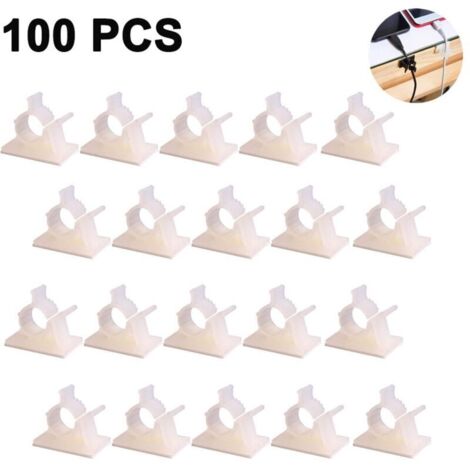 Clips De Câbles Support De Câble Auto-Adhésifs Vielzwecke De Câbles Cable Organizer, Set De 100 Pièces Réglable Presse-Étoupes Réglable Adhésif En Nylon Fil De Bornes (1/5)