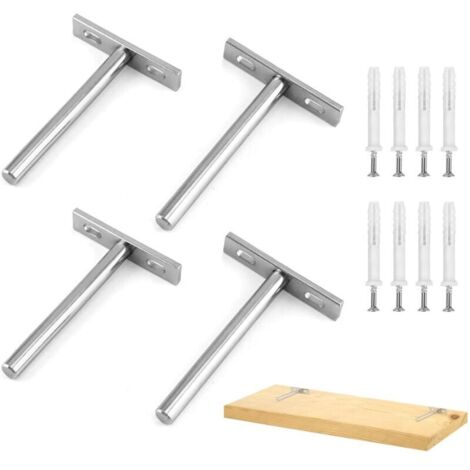 Lot de 4 Supports pour ÉTagèRe Flottante Invisible,Fixation Étagères Murale Invisible,Cache Support D'étagère Invisible pour Fixation Murale,Avec vis pour étagères,Décoration murale - Armoire - Meubl (1/5)