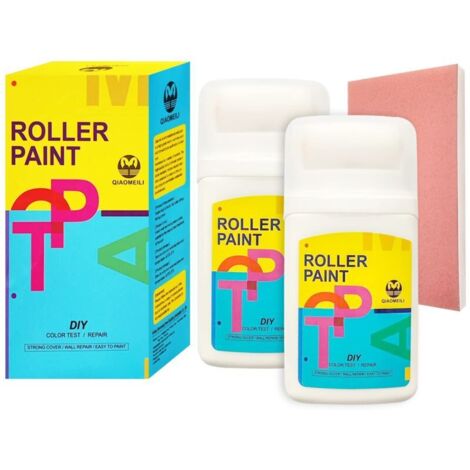 Brosse Roulante de Réparation Murale, 2 en 1 Rouleaux à Peinture, Rouleau de Pâte de Réparation Murale, pour plafonds muraux, Peinture de Retouche Mur Trous et Fissures (Blanc, 2Pcs)