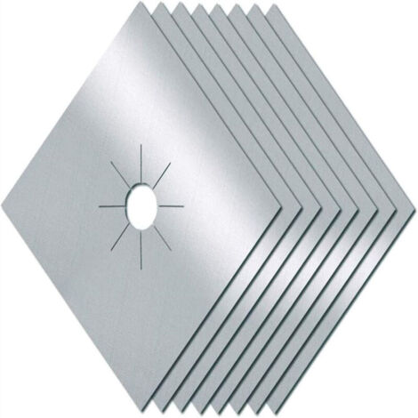 Lot de 8 protections pour cuisinière à gaz – Tapis anti-chaleur en aluminium – Épaisseur 0,2 mm – Argent (1/5)