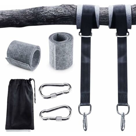 Sangles pour hamac, 2 jeux de sangles de suspension robustes, 2 x 150 cm, avec anneau en D et coussin renforcé, deux mousquetons, charge maximale 500 kg, pour hamac et balancelle de jardin (1/5)