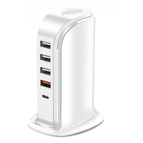 Chargeur USB Type vertical Large tension Universel 3A 4 USB QC 3.0 PD Charge rapide Station de charge USB pour téléphone portable (1/5)