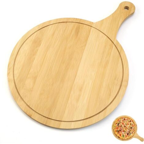 Planche Pizza Bois - 1 pièce, Planche Pizza Bois 30cm + Poignée - Pour Focaccia/Pain (1/5)