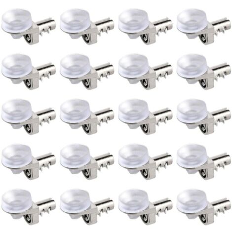 Lot de 30 supports d'étagère de 5 mm - Support d'angle - Support d'étagère - Support de sol - Ventouse - Support de sol en verre - 5 mm - Pour bibliothèque, armoire, meuble (1/5)