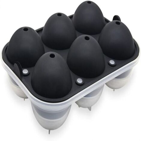 Moule à glaçons en silicone à 6 cavités avec couvercle -Grand moule à glaçons noir (1/5)
