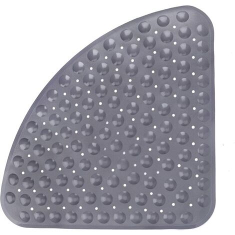 Duschmatte antidérapant quart de cercle tapis de bain tapis antidérapant douche en coin Demi-ronde avec des Ventouses et Abflusslöchern, 54x54cm, Triangulaire Badewannenmatte (1/5)