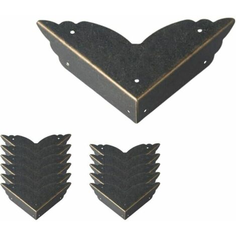 Lot de 12 protections d'angle en métal style vintage, pour meubles anciens (table, coffre, boîte à bijoux). (1/5)