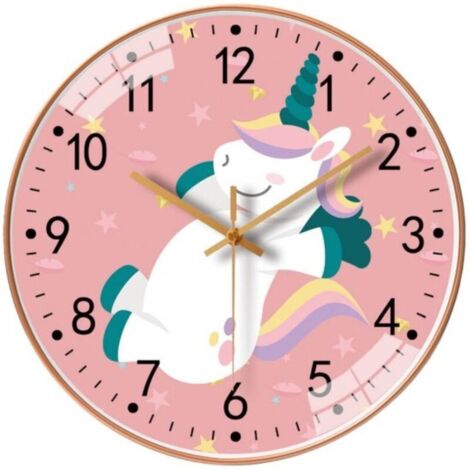 Horloge murale de salon - 20 cm - Cadran numérique à motif licorne –Mouvement à quartz silencieux (1/5)