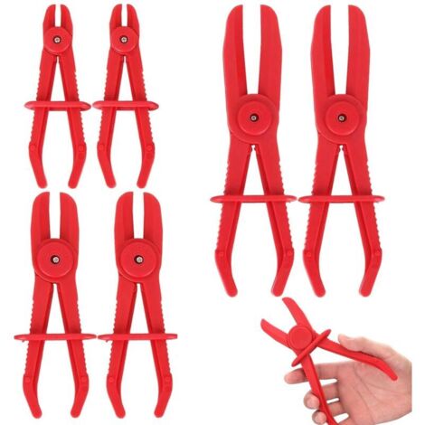 Pince Collier Serrage - 6 pièces, Pince Collier Serrage 3 Tailles + Bague Retenue - Rouge, Pour Freins/Carburant/Flexibles (1/5)