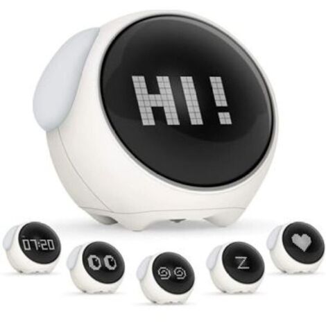 Réveil numérique rechargeable pour enfants avec veilleuse activée par la voix et fonction snooze. -Blanc (1/5)