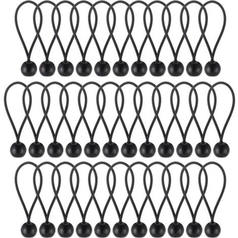 35 boules élastiques noires (20) Corde élastique pour bâche, crochet élastique portable et durable pour bannières, bâches, tonnelles, tentes, idéal pour le camping et la navigation de plaisance (1/4)
