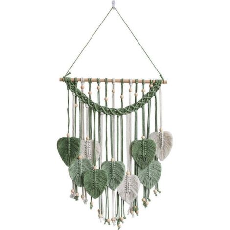 Tenture murale macramé - 1 pièce, Tenture murale macramé feuille suspension tapisserie, décoration chambre bohème salon mariage cadeau (1/5)