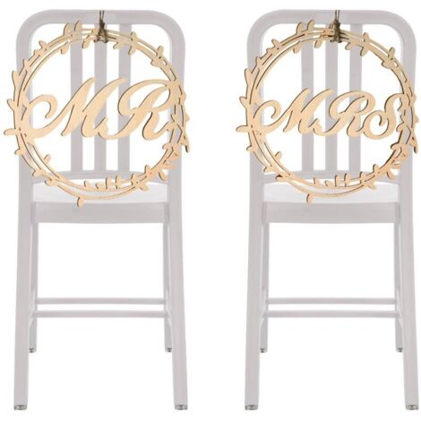 Mr Mrs Chair Decor Sign Panneau en Bois 2 Pièces Scripté en Bois Lettre Signe Décoration Bride and Groom Wedding Chair Signs Mr and Mrs Chair pour Mariage Fiançailles Chaise de Mariage Decor (1/5)