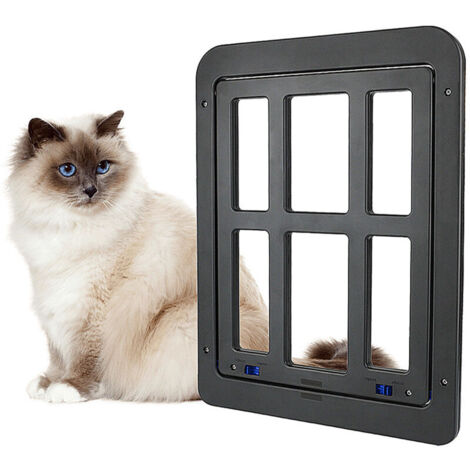 Chatière noire pour chat - Taille S - Cadre 25 x 31.5 cm - Magnétique, résistante aux intempéries (1/5)