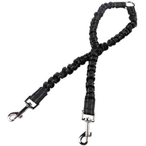 Laisse double élastique pour 2 chiens, éducative, en sachet OPP individuel (1/4)