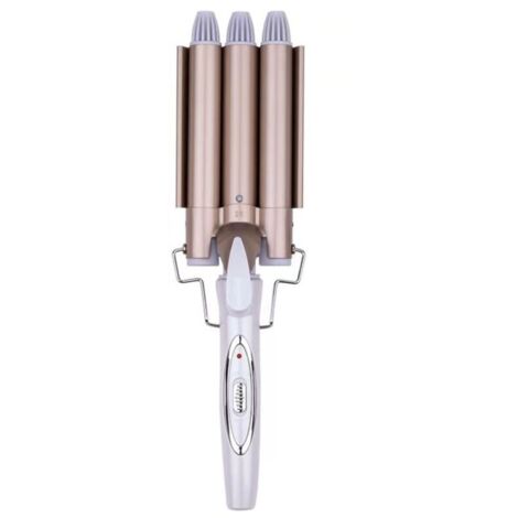 Fer à friser, or champagne (25(mm), fer à friser en céramique à trois tubes ondulés