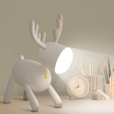 Veilleuse portable pour enfants, bicoloredirigéLampe de bureau mignonne en forme de cerf,à intensité variable et protégeant (1/5)