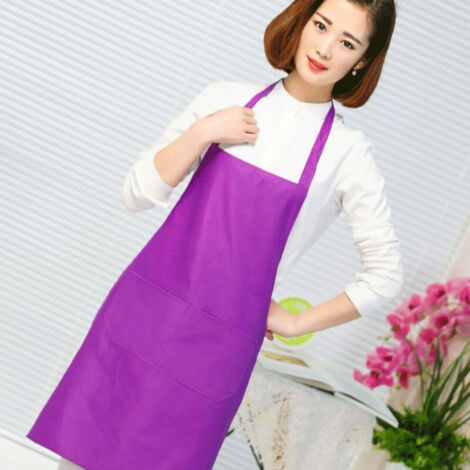 Tablier de cuisine,poches doubles violettesPolyester doux (1/4)