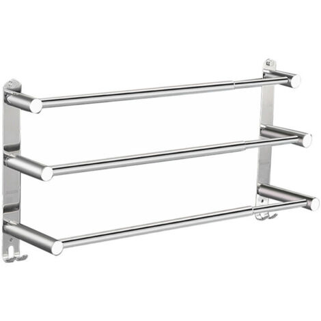 Barre porte-serviettes extensible en acier inoxydable, modèle à trois barres (1/5)