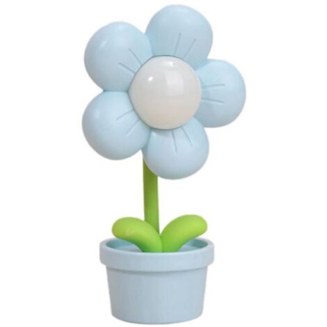 Veilleuse en forme de fleur de dessin animé à piles, lampe de chevet pour chambre d'enfant, 1 pièce, bleu (1/5)