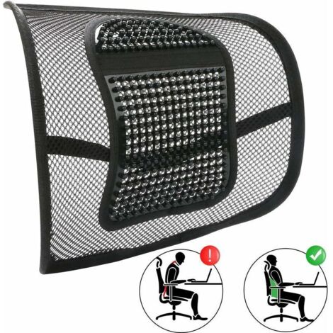 Coussin lombaire en maille, coussin de soutien dorsal ergonomique pour chaise de bureau, fauteuil roulant, siège auto, soulage les douleurs dorsales (1/5)