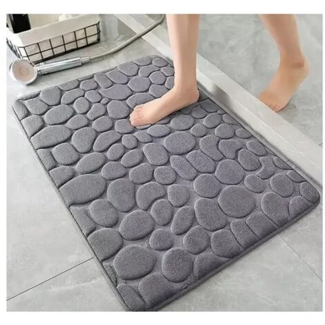 Tapis de bain, antidérapant, super absorbant, adapté pour salle de bain, douche, baignoire - 40x60 cm (gris) (1/5)